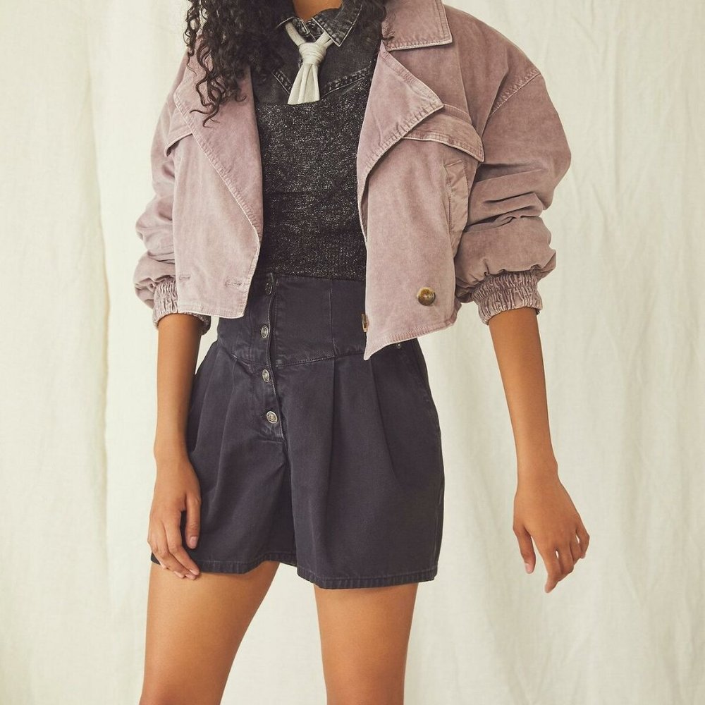 NWT Free People Sure Thing Bomber Jacket Sz. Sz. Large "Moonlight Mauve"